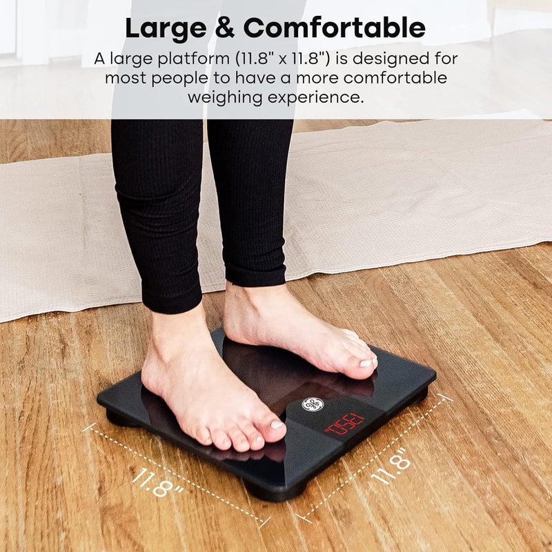 GE Bathroom Scale for Body Weight, Digital Weight Scales 500lb Heavy Duty Measuring Device for People Accurate BMI Weighing Machine with Bluetooth, Black - Image 5